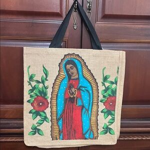 Colorful Virgin Mary Canvas Tote Bag